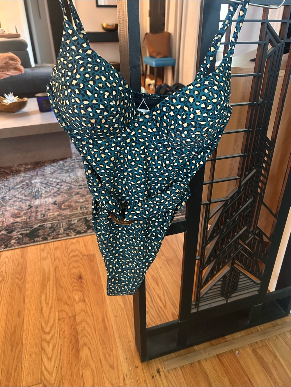NWT Cupshe Teal Leopard O-Ring One Piece Swimsuit